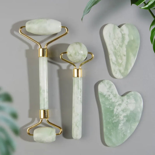 Natural Forest Face Roller, Scraper Set Massager for Face, Neck, and Body.